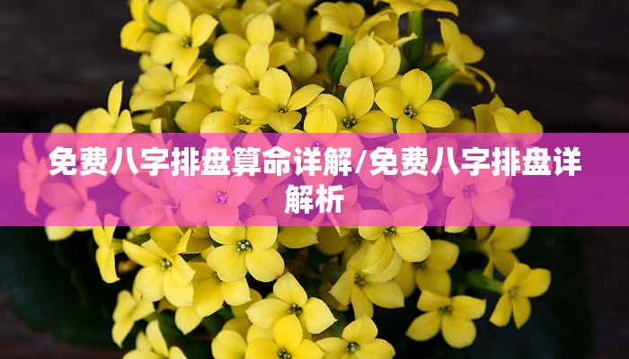 免费八字排盘算命详解/免费八字排盘详解析