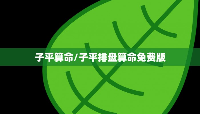 子平算命/子平排盘算命免费版